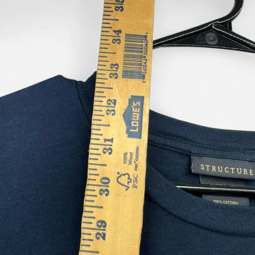 Structure Mens Graphic T-Shirt XL Navy Blue Cotton Compass Shield Print Tee